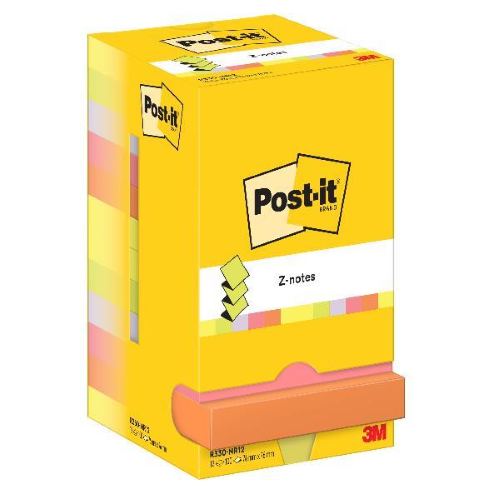 3M POST-IT-Z NOTE BLOCCHETTO 76X76 mm 100 FOGLI COLORI ASSORTITI CONF 12 Pz.